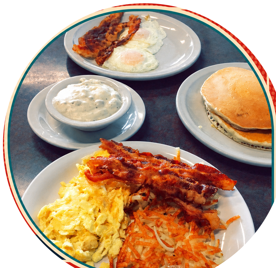 Guest photo of a breakfast spread at Sharon’s Homestyle Cookin’